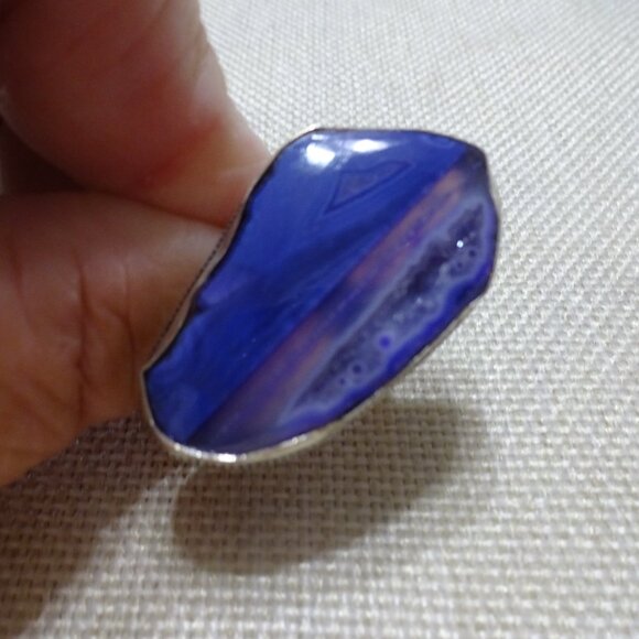 Natural PURPLE GEODE Handmade Sterling 925 Ring Size 8.5 #570C - Picture 2 of 3